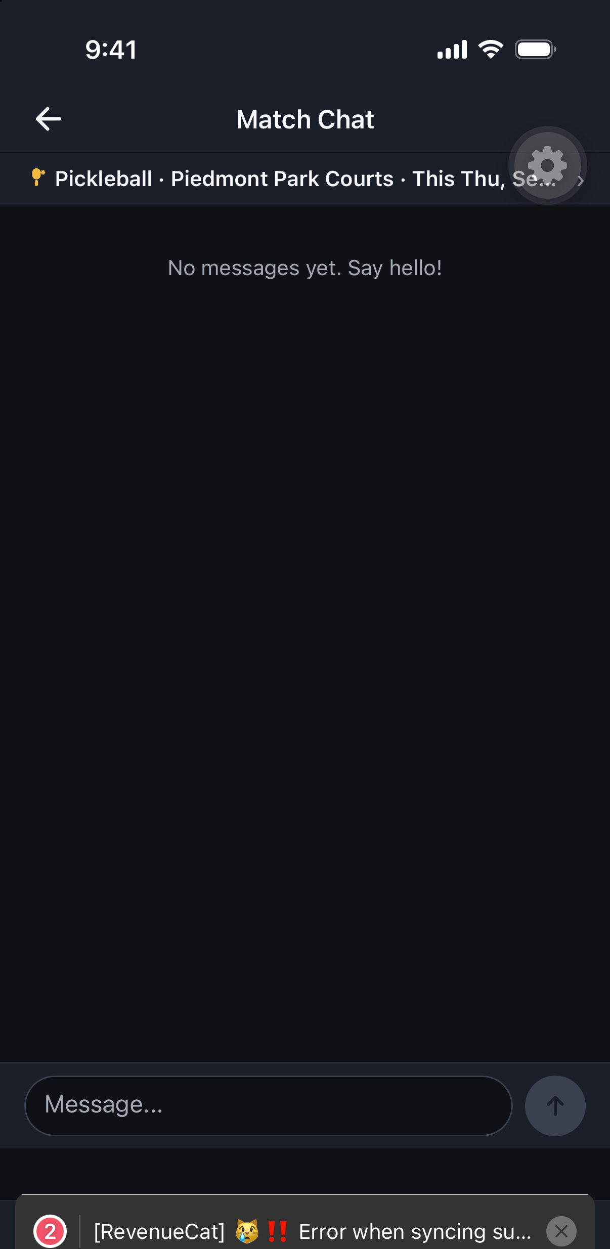 Match chat thread alongside the notification bell feed